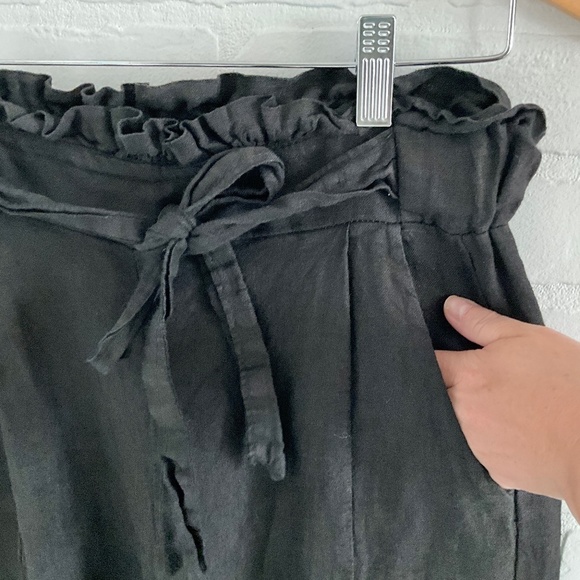 Viola Borghi Linen Pants Baggy Wide leg Parachute Cropped Paper Waist Pockets S - Picture 7 of 16